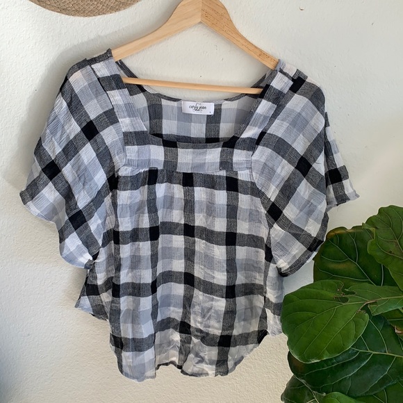 Carly Jean Los Angeles Tops - Carly Jean Los Angeles Checkered Blouse (runs small)